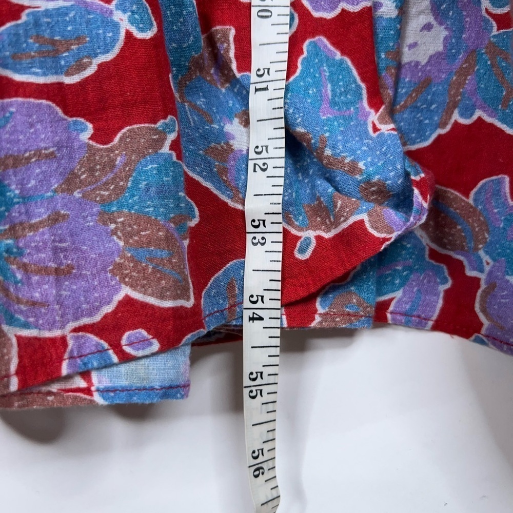 Love the Label Red Blue Floral Midi Dress Square Neck Smocked Tiered Cotton - Picture 10 of 11